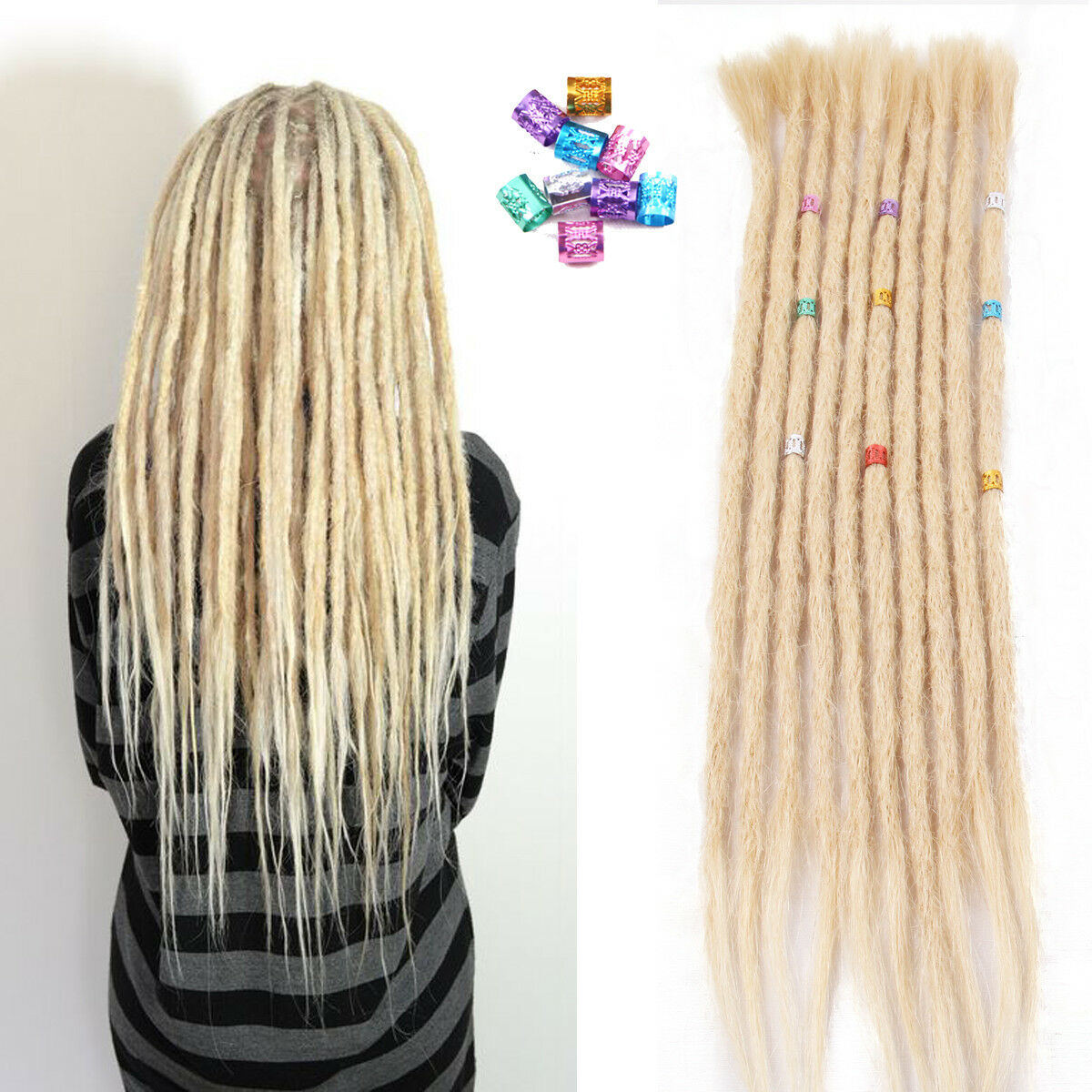 14 20 Blonde 100 Human Hair Dreadlock Crochet Braiding Dreads Hair