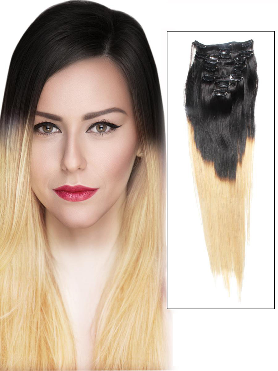 Inch Graceful Ombre Hair Clip In Remy Human Hair Extensions Two