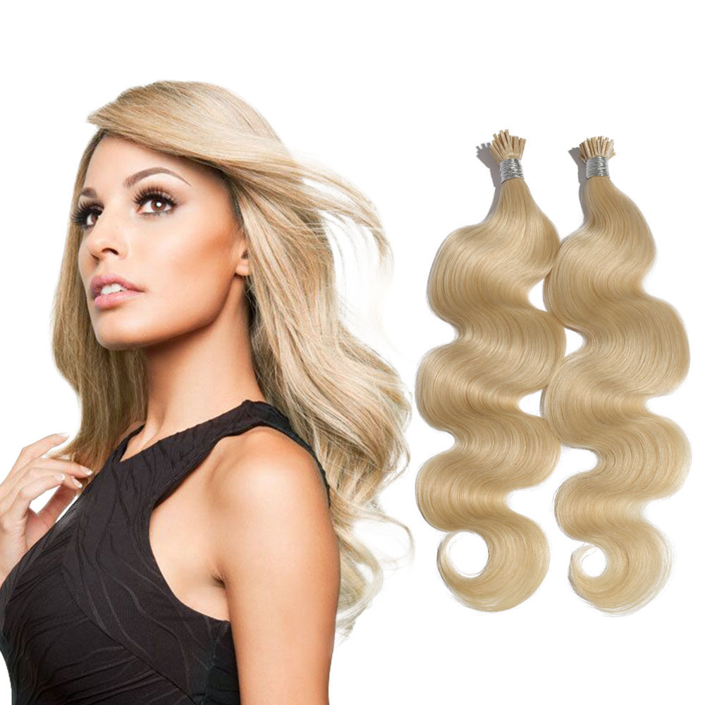 6 30 Inch 60 White Blonde Stick I Tip Body Wave Real Human Hair 3189