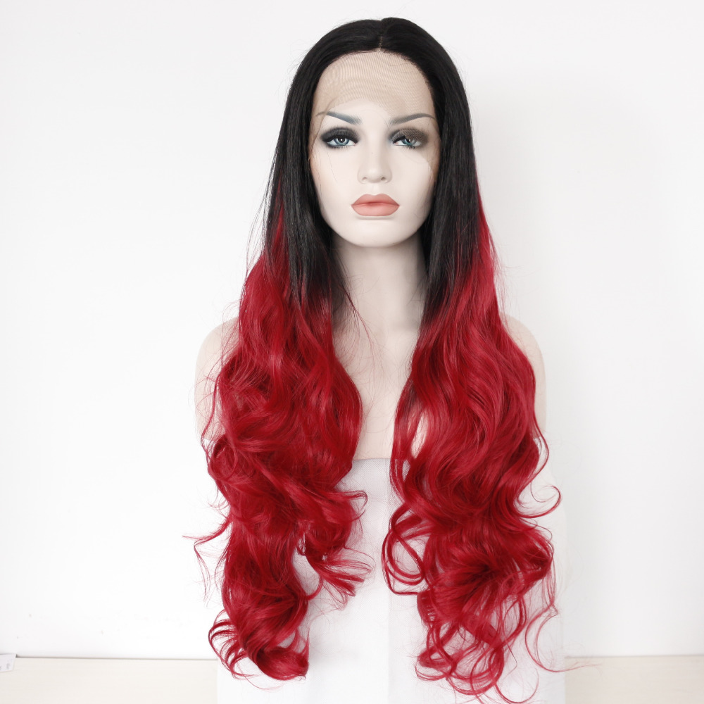 red and black ombre wig