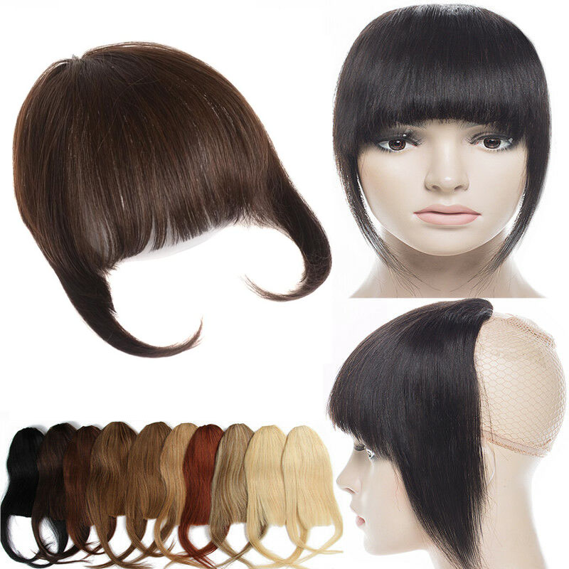 Human Hair Topper Clip In/On Neat Bangs Fringes With Temples Hair ...