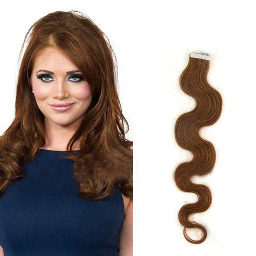 34 Inch 8 Ash Brown Elegant Tape In Hair Extensions Body Wave 20 Pcs