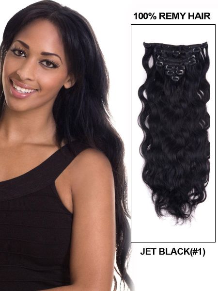 Jet Black 16 Clipin Ponytail Hair Extensions 1  120g