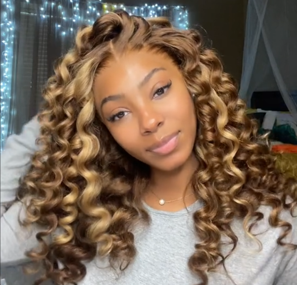 Highlight Honey Blonde Wand Curl Hair Lace Front Wig Bouncy Loose Curly Transparent Lace Human Hair wigs