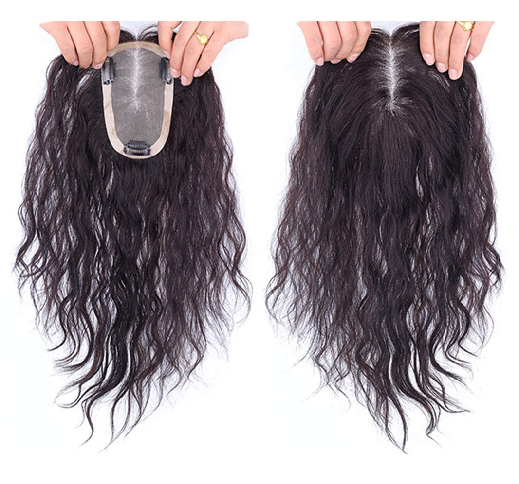 Mono Real Human Hair Toppers for Women, 9x14cm Crown Topper Curly Top ...