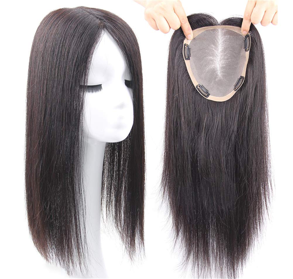 15*17CM Hand Made Topper Hairpiece Clip In 100% Human Hair Straight ...