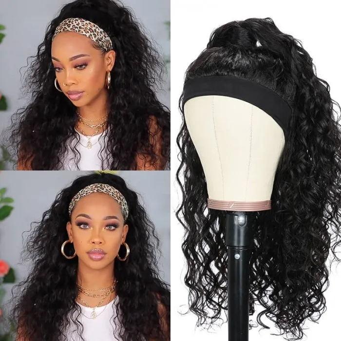 headband wig human hair water wave